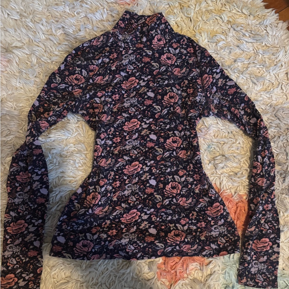 Rebecca Taylor RT La Vie Toile Fleur Navy Turtleneck